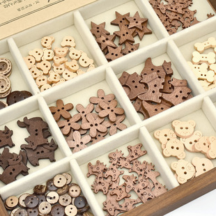 可爱卡通木片骨头纽扣串珠手工diy手链项链手机链头饰饰品材料