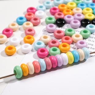 亚克力彩色圆形四通大孔配珠手工DIY串珠饰品配件手机链配珠材料