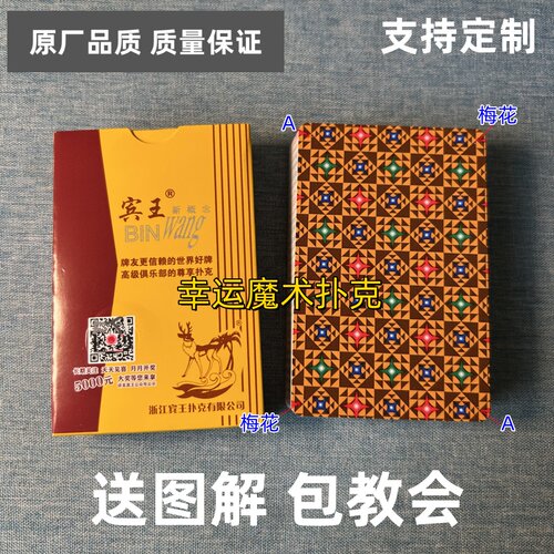 宾王2117魔术扑克原厂白点背面认牌表演道具正品原厂送图解
