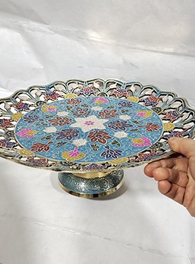 加厚纯铜手工欧式复古风格进口家用可收纳零食糖果果盘