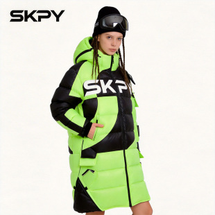 宽松 撞色拼接保暖棉袄外套女装 运动风连帽中长款 加厚棉服女冬季