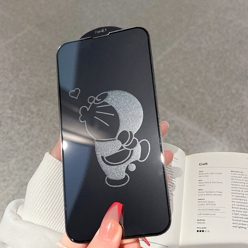 mon贴+苹果16ProMax防偷窥Pihone14plus熄息影图案钢化玻璃膜11动漫13卡通XR保护贴15皮卡丘12银幕适用库洛米