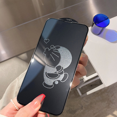 mon贴+苹果16ProMax防偷窥Pihone14plus熄息影图案钢化玻璃膜11动漫13卡通XR保护贴15美少女12屏幕适用库洛米