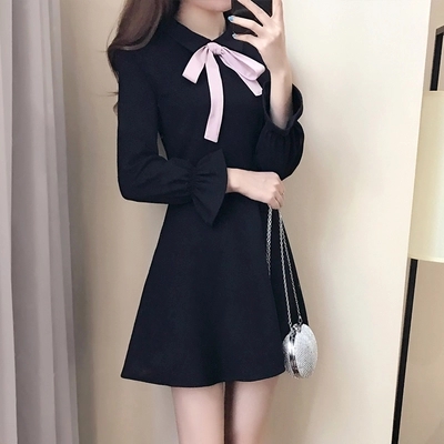 试衣间syj港妹港味潮人馆娃娃家潮流女装店铺A字胖妹妹长袖连衣裙