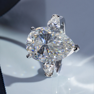 格拉夫同款Pt950铂金水滴培育莫桑石钻戒莫桑钻戒指女戒婚戒刻字