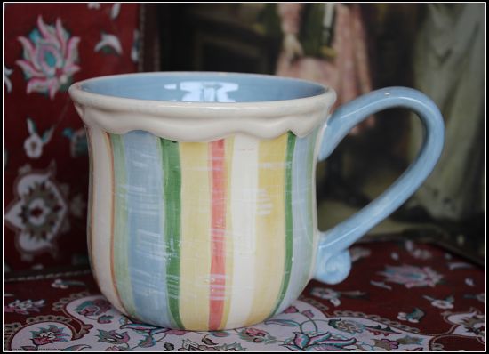 夏洛克出口家居 陶瓷手绘 Tracy porter 条纹花系列马克杯