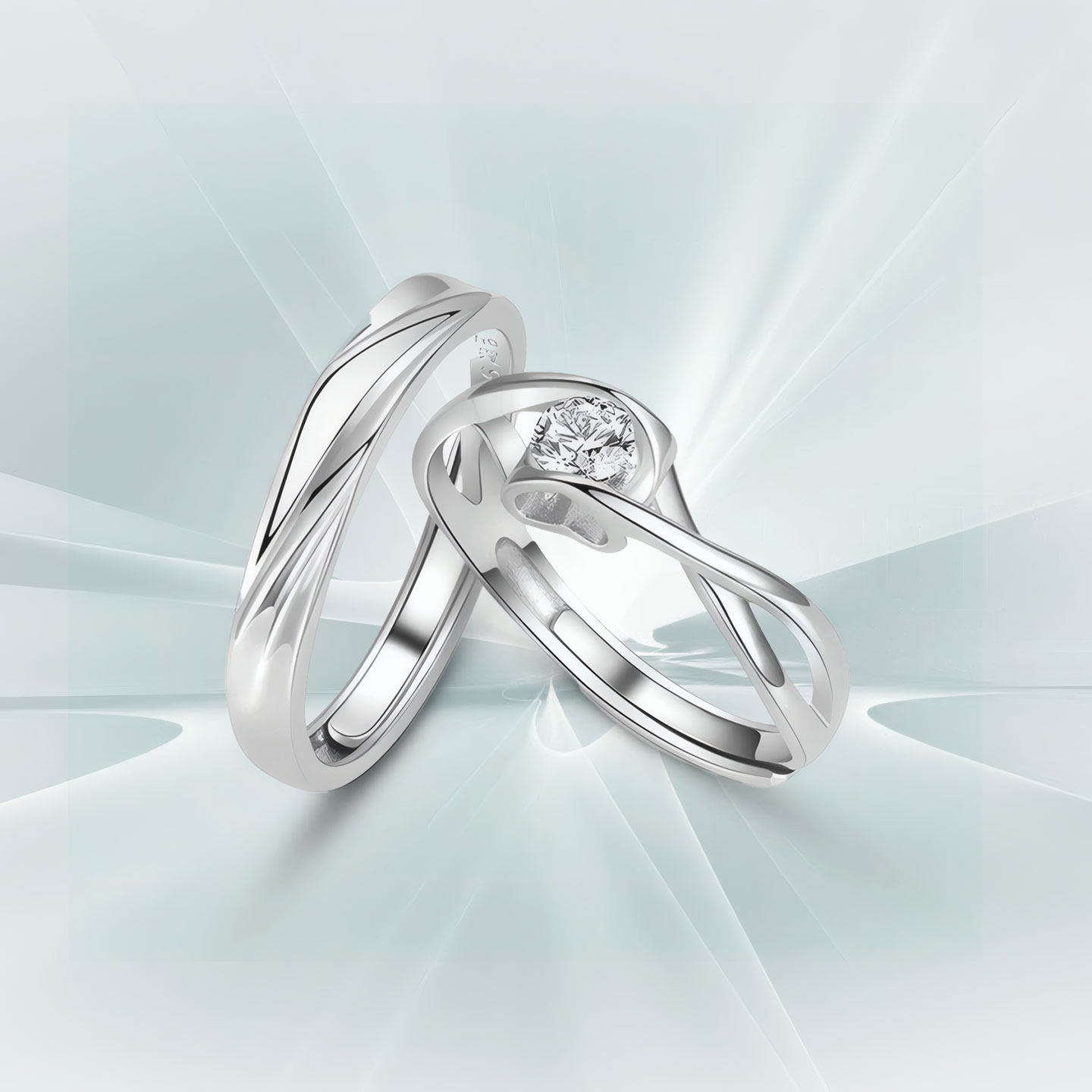 DR情侣对戒S999纯银戒指一对轻奢高级感闭口对戒生日礼物送男女友