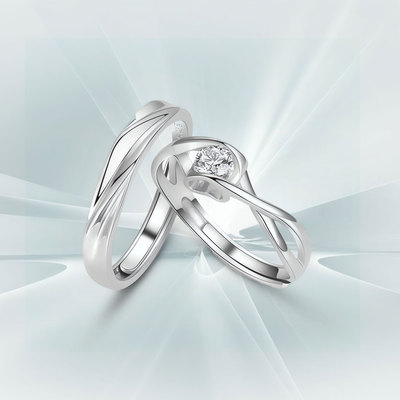 DR情侣对戒S999纯银戒指一对轻奢高级感闭口对戒生日礼物送男女友