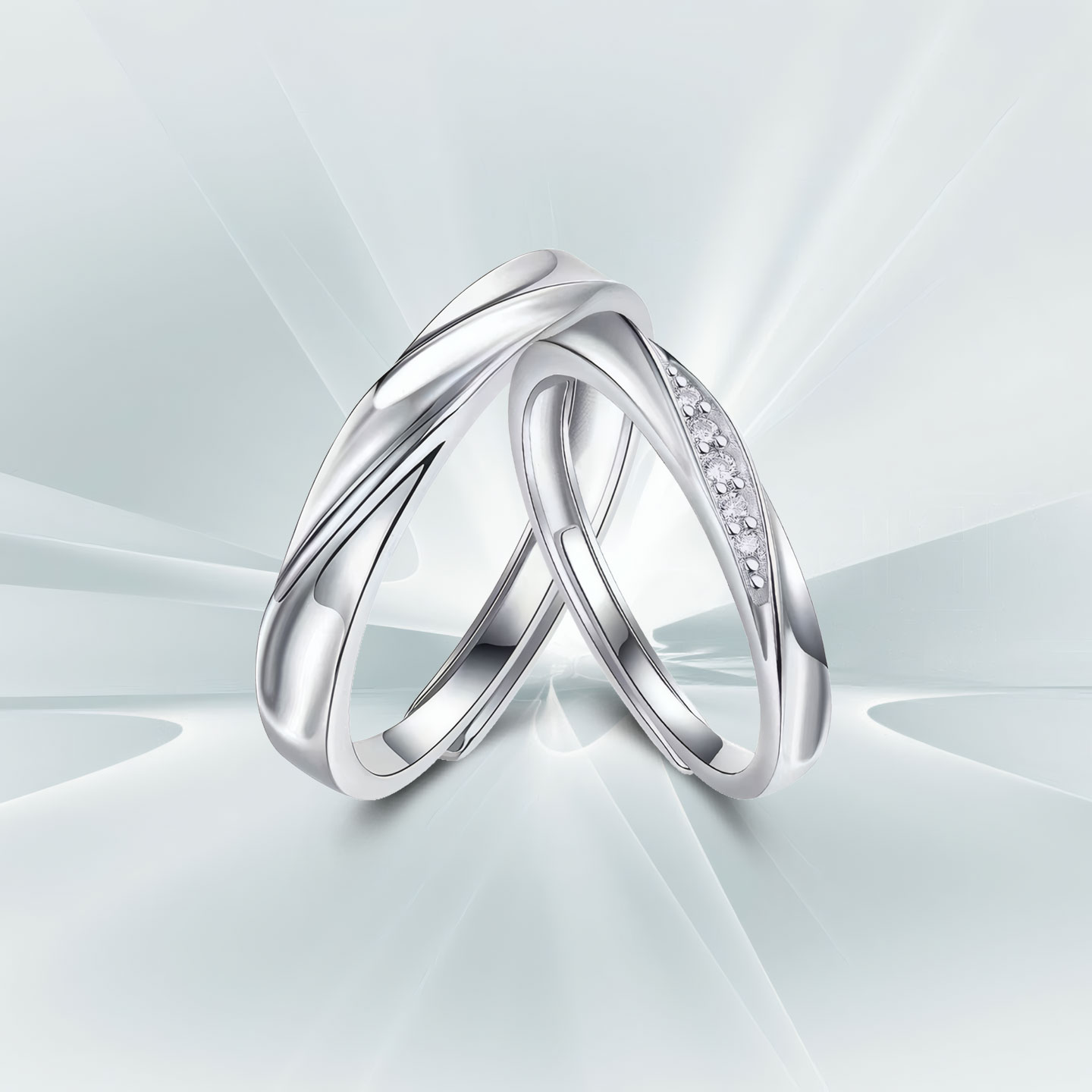 DR情侣对戒999纯银戒指女男一对轻奢小众高级感莫桑石钻戒送女友