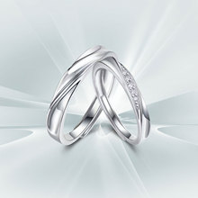 DR情侣对戒999纯银戒指女男一对轻奢小众高级感莫桑石钻戒送女友