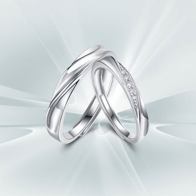 DR情侣对戒999纯银戒指女男一对轻奢小众高级感莫桑石钻戒送女友