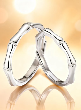 DR竹节戒指情侣对戒纯银999一对男女款轻奢高级感生日礼物送女友