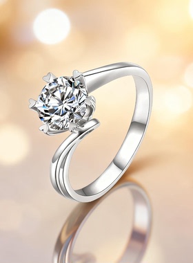 DR雪花戒指女999纯银莫桑石钻戒求婚结婚钻石戒指生日礼物送女友