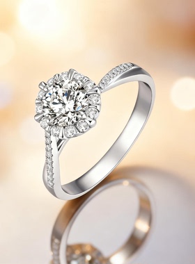 DR莫桑石钻戒女999纯银小众设计轻奢高级感求婚结婚仿真钻石戒指