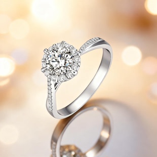 DR莫桑石钻戒女999纯银小众设计轻奢高级感求婚结婚仿真钻石戒指