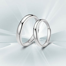 DR情侣对戒S999足银戒指一对光面闭口素圈简约对戒刻字送女男朋友
