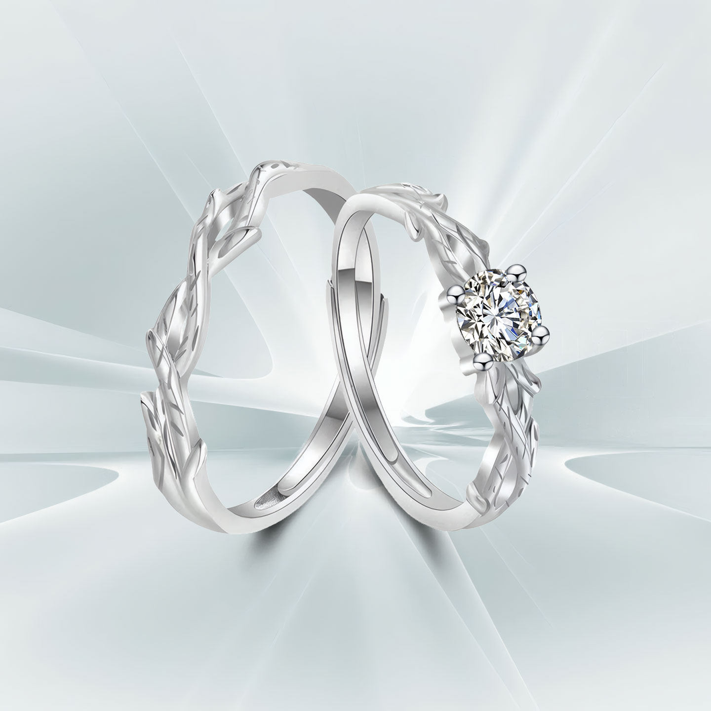 DR情侣对戒S999纯银戒指一对轻奢小众高级感戒指生日礼物送男女友