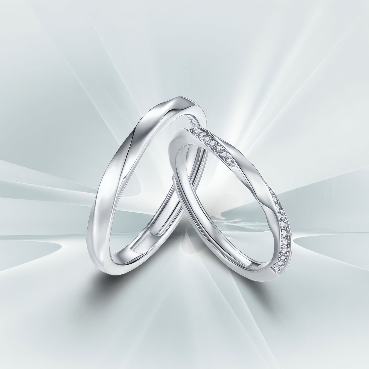 DR莫比乌斯环情侣对戒999纯银可调节大小时尚戒指生日礼物送女友