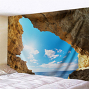 饰挂毯床头卧室客厅沙发墙布画 椰树超大背景布洞穴海景挂布墙壁装