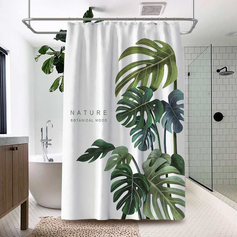 北欧绿色植物龟背叶子防水浴帘更衣隔断帘浴室洗澡门窗挡水帘加厚,家庭/个人清洁工具,浴帘,淘宝优惠券,粉丝福利购,淘宝优惠卷