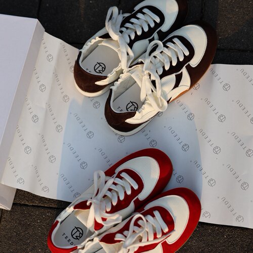 TEEDU缇度2026欧货春新款复古小众德训鞋女ins潮美式拼色真皮平底