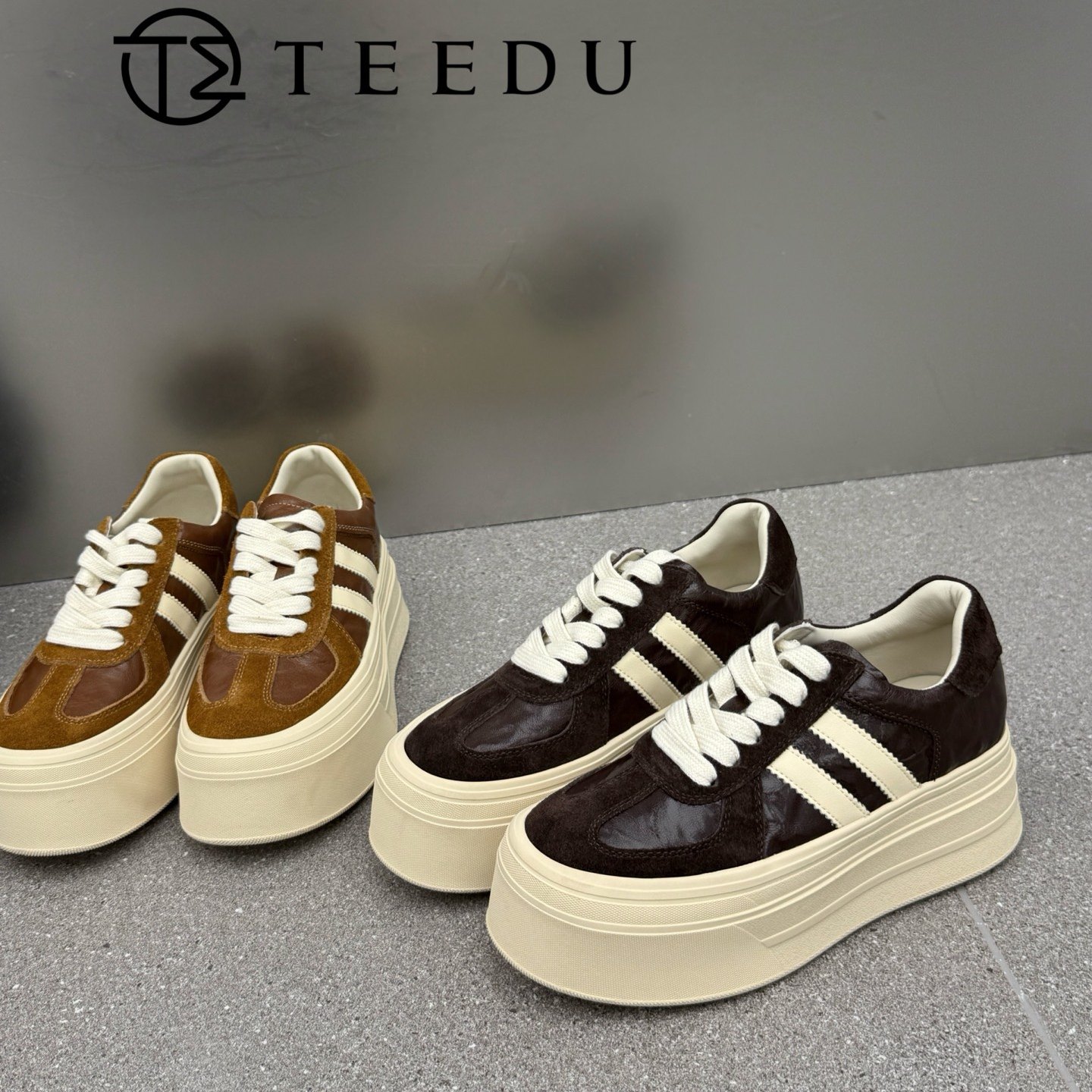 缇度TEEDU2025秋冬款真皮高端欧货休闲鞋女款百搭时尚