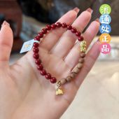 杭州香积朱砂檀香度母手串女镀金莲蓬佛珠高级感手链正品 代请