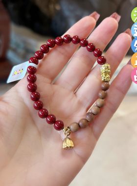 杭州香积朱砂檀香度母手串女镀金莲蓬佛珠高级感手链正品代请
