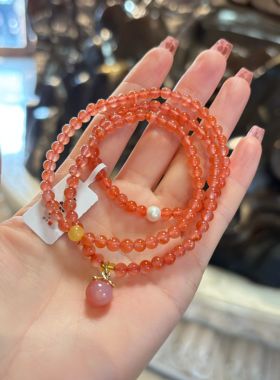 杭州香积南红三圈桃子手串女轻奢ins小众设计高级感手链正品代请