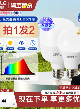 欧普led灯泡全光谱高显色节能家用大功率超亮E27E14螺口光源QP