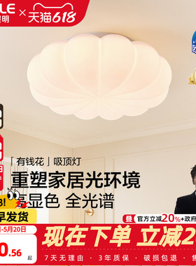 26新-欧普/有钱花/奶油风全光谱护眼吸顶灯具饰卧室书房儿童房DD