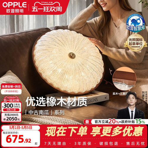 欧普/中古南瓜/中古风吸顶灯宋式美学全光谱智控护眼卧室书房DD - 封面