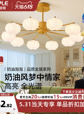 欧普照明/奶油泡泡/原木奶油风吊灯全光谱Ra95智能客卧餐厅套餐DD