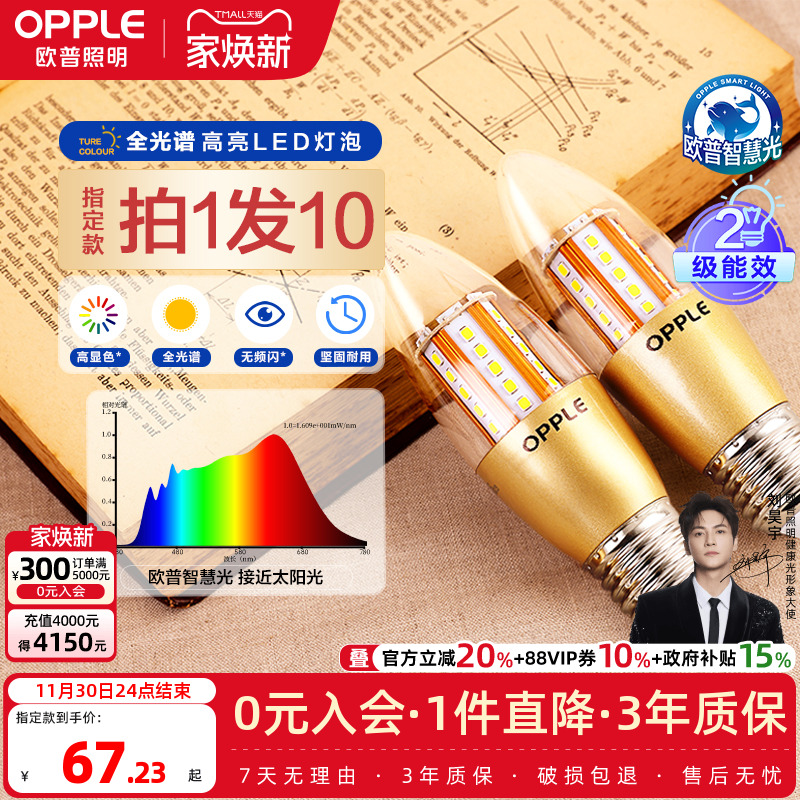 欧普led灯泡e14e27螺口蜡烛泡