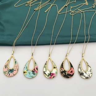 s14外贸欧美首饰品新潮款 油画潮搭艺术项链毛衣链 中古田园风法式