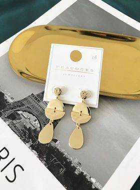 天天美饰欧美原单合金高级感亮面抛光小众设计质感百搭耳环耳饰女