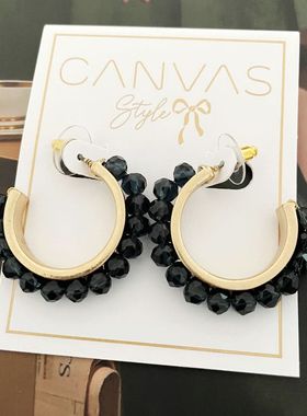 s48欧美时尚百搭新潮款波西米亚风水晶玻璃镶嵌唯美颜值耳环耳饰