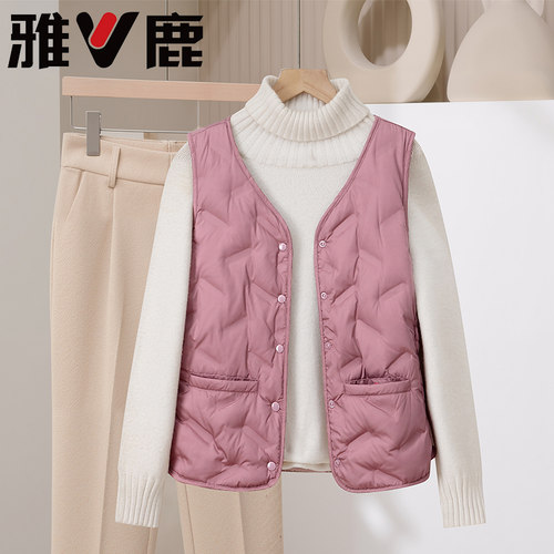 雅鹿羽绒马甲女加绒保暖坎肩