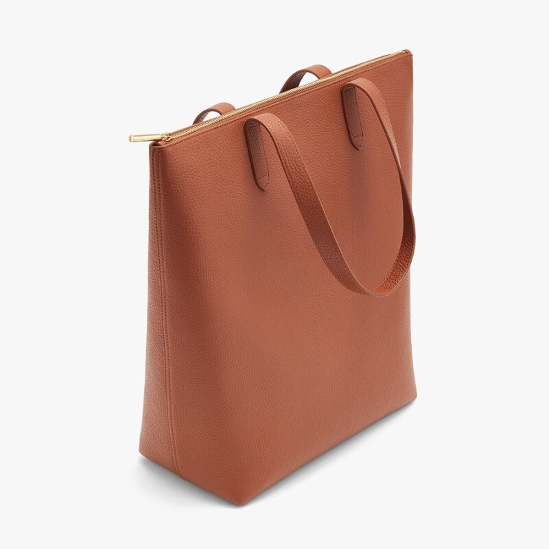 CUYANA Tall Structured Leather  Tote竖款手提托特包 拉链款