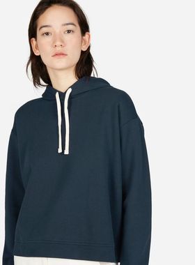 Everlane经典法式抽绳连帽衫棉质圆领箱型宽松连帽女卫衣上衣长袖