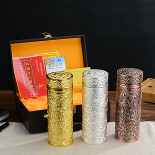 九龙浮雕纯银水杯s999纯银内胆礼品杯高档男士养生办公保健银杯子