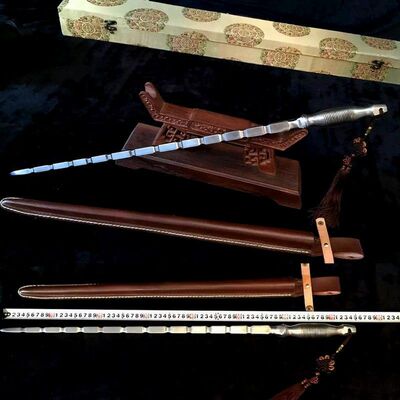 龙泉市一体实心花纹钢锏鞭亢龙锏棍棒兵器车载防身武术装备未开刃