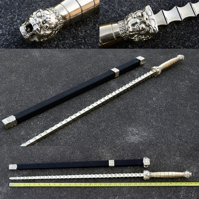 龙泉市亢龙锏鞭龙虎兵器一体实心铜棒影视道具家具摆设 未开刃