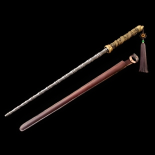 手工锻打锏鞭棍棒兵器车载户外防身冷兵器盘龙圆形锏鞭一体未开刃