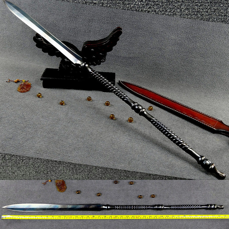 龙泉一体实心不锈花纹钢霸王枪纯手工兵器镇宅降魔车载防护未开刃