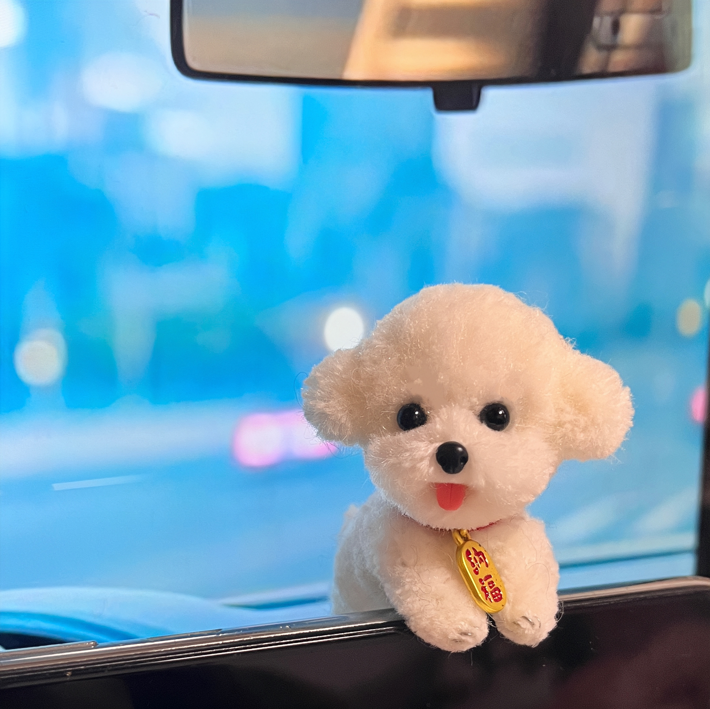 泰迪比熊狗狗汽车车载中控屏内饰装饰玩偶摆件后视镜原创饰品礼物