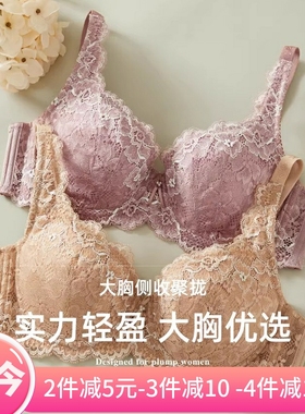 古今内衣官方正品薄款大胸显小文胸调整型全棉大码女士胸罩08313