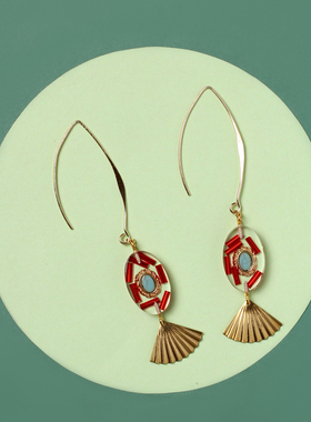 新中式轻奢复古长款耳环宫廷风显脸瘦适合圆脸的夸张耳饰超仙大气