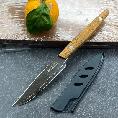 外贸库存大马士革钢VG10芯水果刀超锋利家用果皮刀厨房削皮刀D03