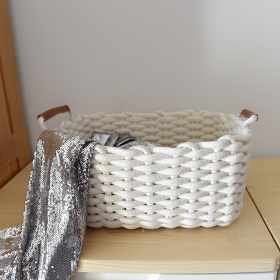 棉线收纳筐桌面储物篮家用零食杂物框整理筐衣物篮布艺编织收纳篮,收纳整理,收纳箱,淘宝优惠券,粉丝福利购,淘宝优惠卷